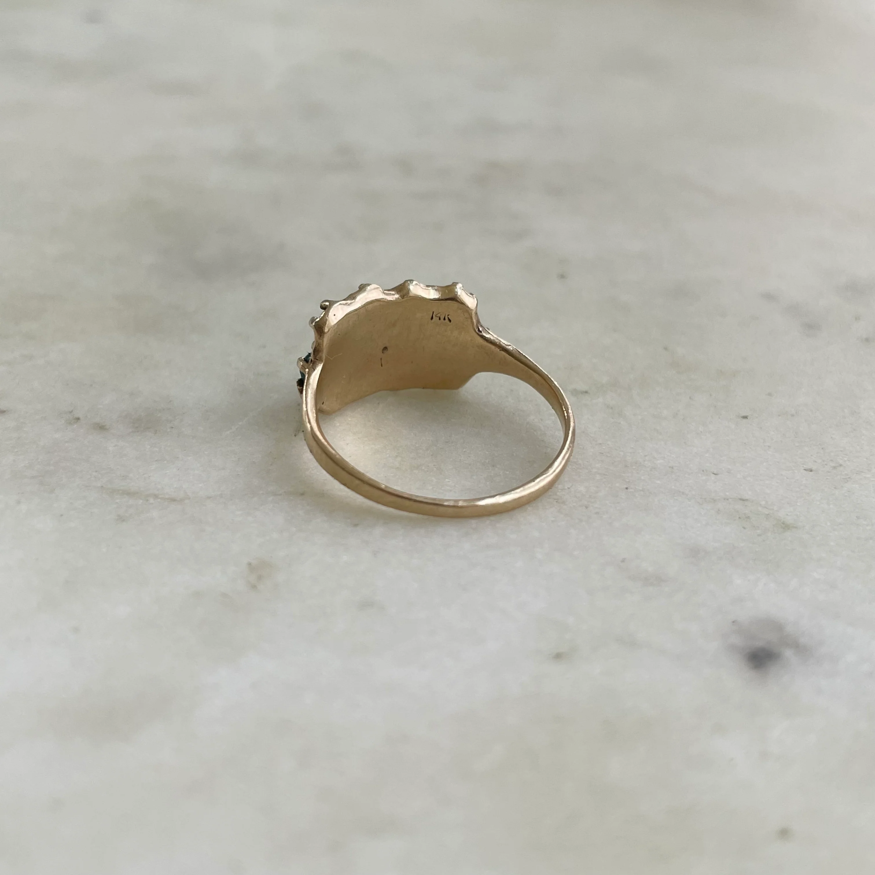 14K GOLD 13 STONE RING — MALACHITE - Image 3