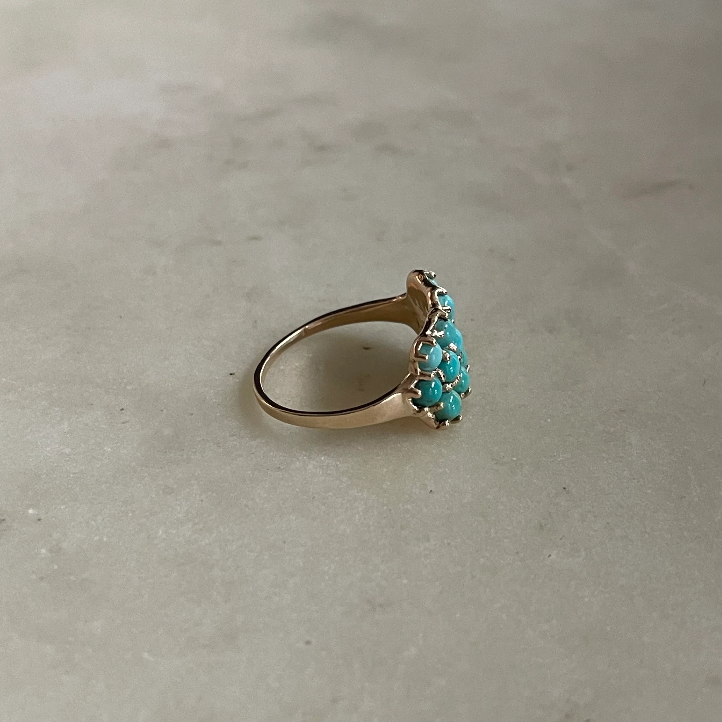 14K GOLD 13 STONE RING —  TURQUOISE RING - Image 5