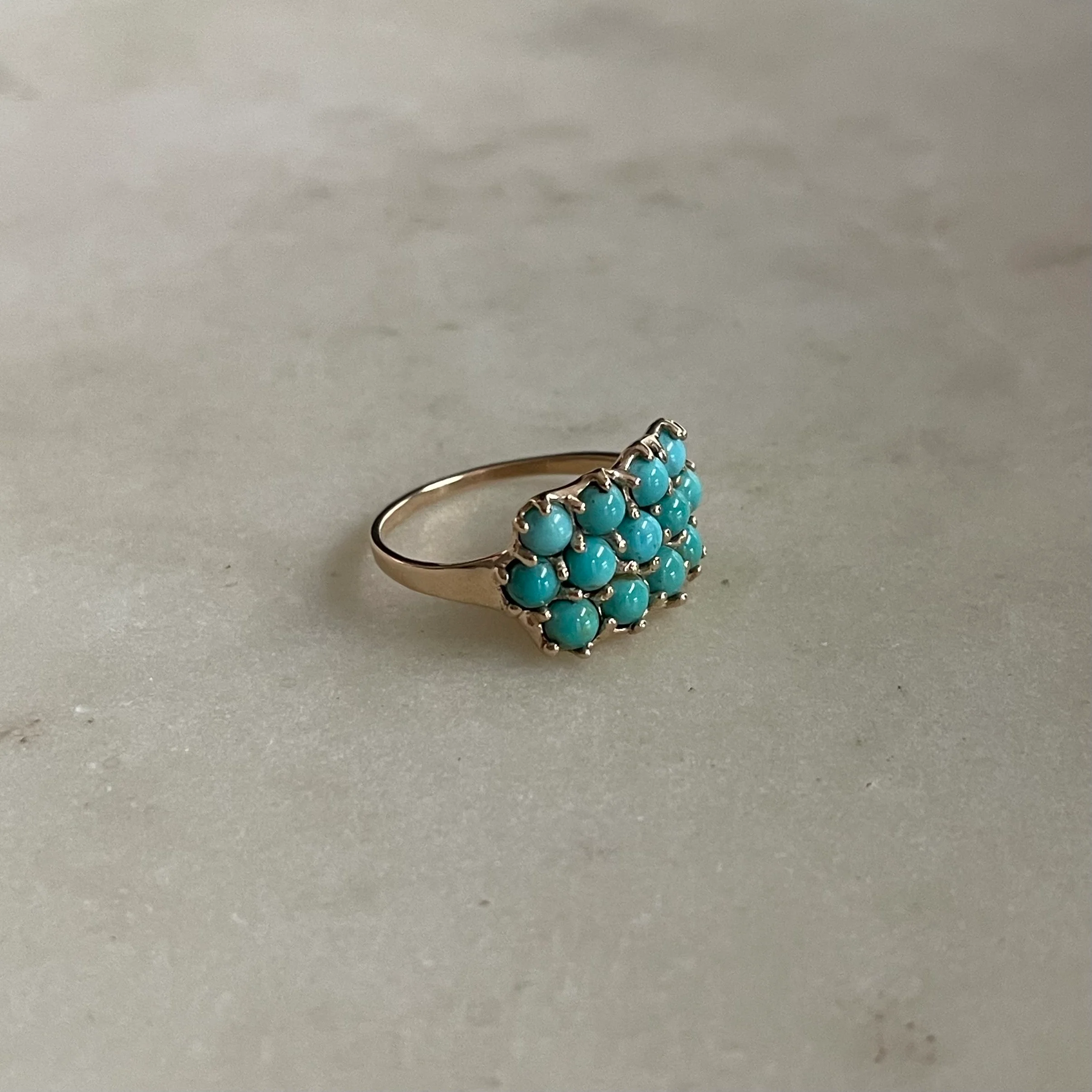 14K GOLD 13 STONE RING —  TURQUOISE RING - Image 6
