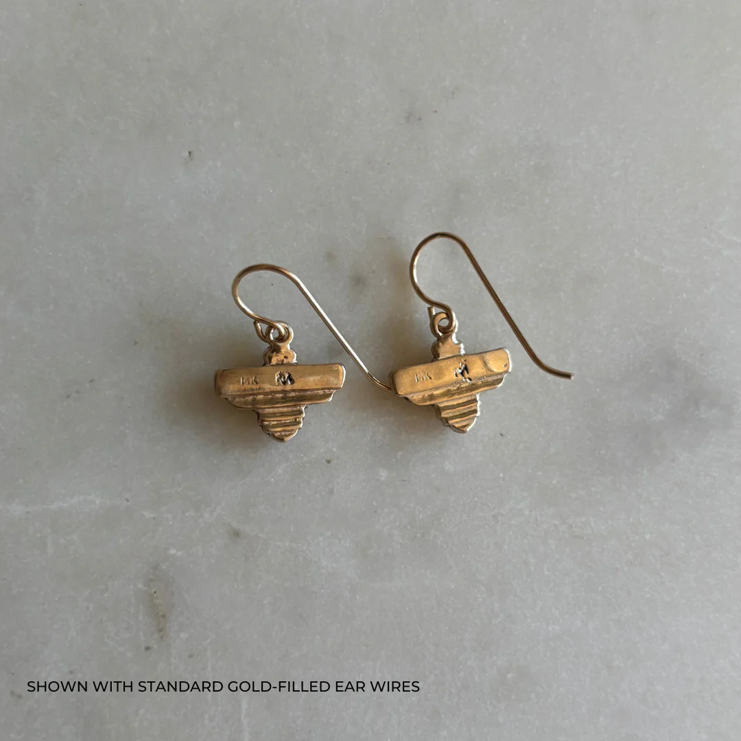 14K GOLD BEE EARRINGS — SMALL - Image 3