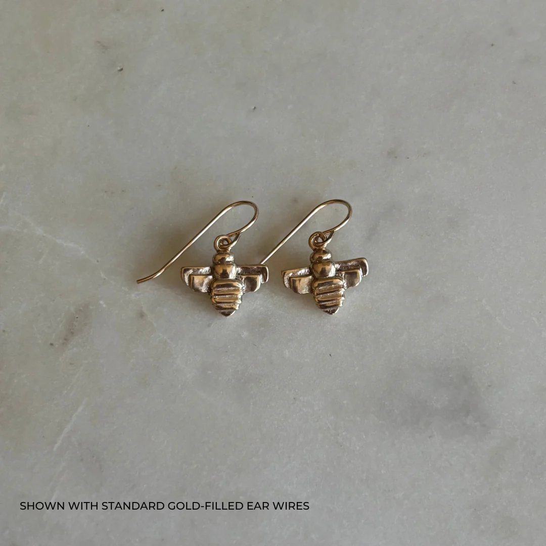 14K GOLD BEE EARRINGS — SMALL - Image 4