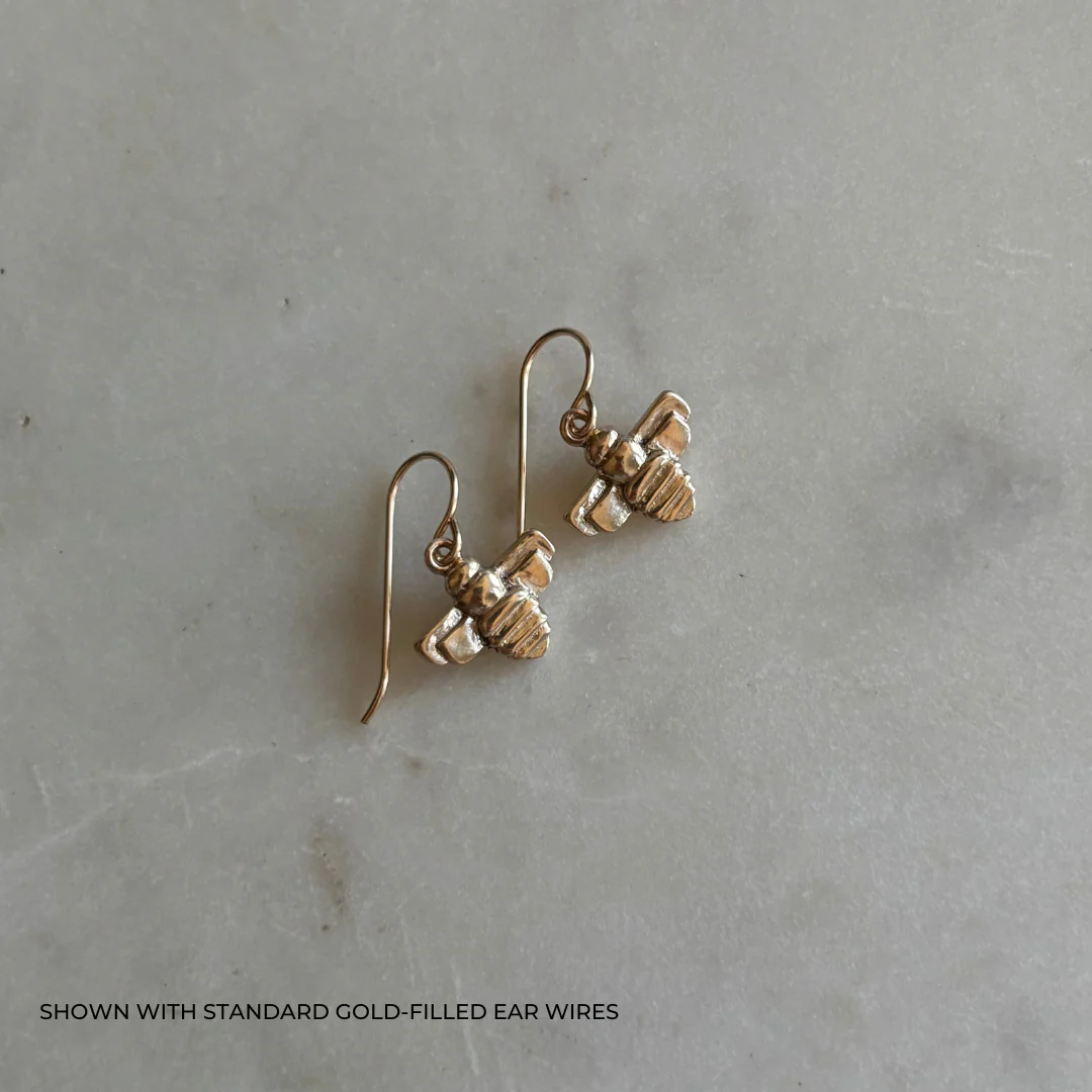 14K GOLD BEE EARRINGS — SMALL - Image 5