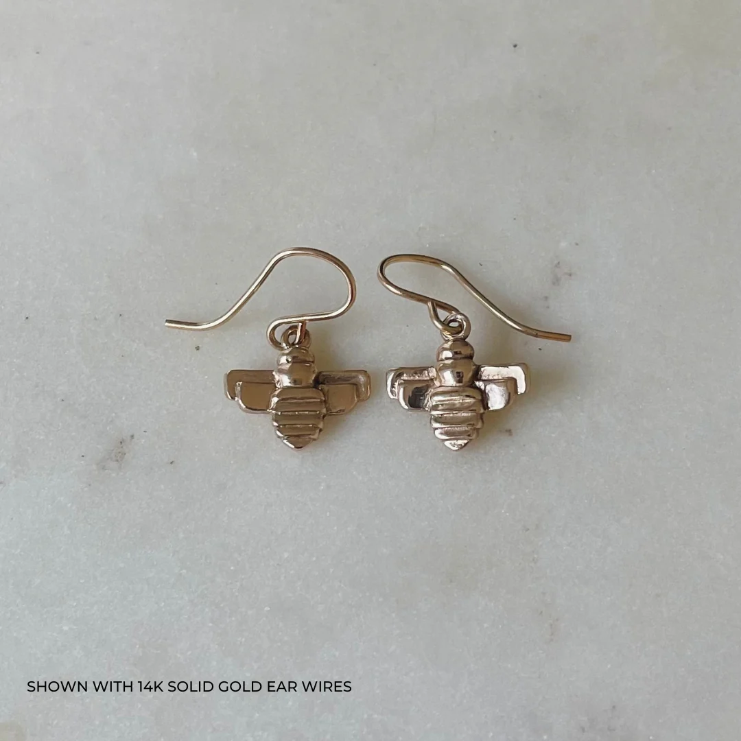14K GOLD BEE EARRINGS — SMALL - Image 6