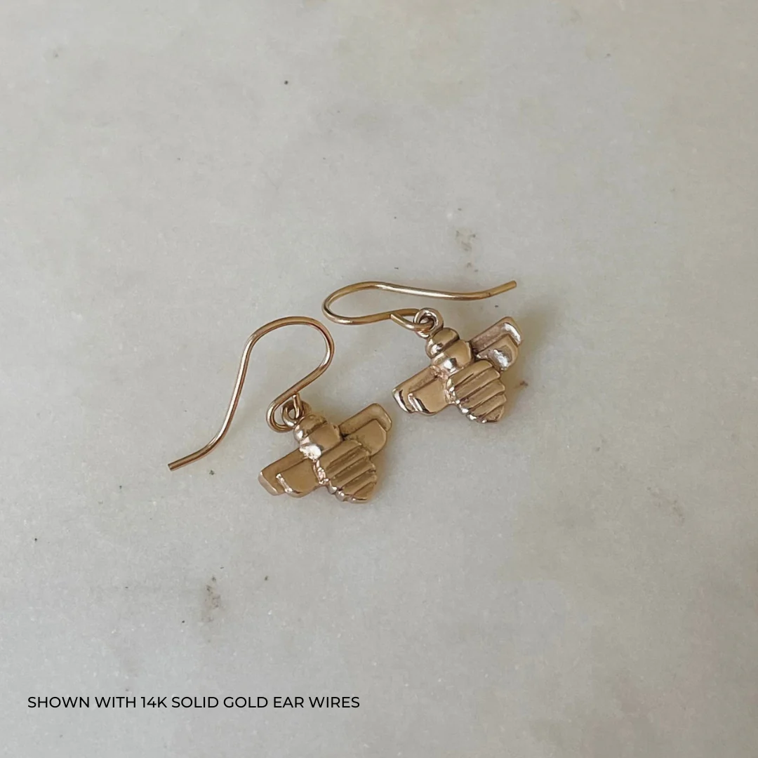 14K GOLD BEE EARRINGS — SMALL - Image 7