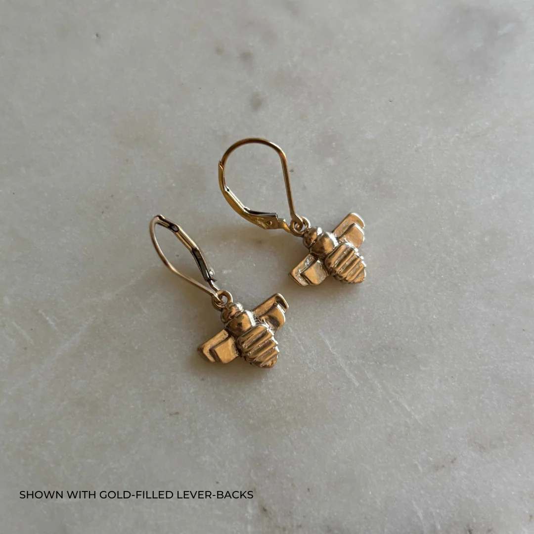 14K GOLD BEE EARRINGS — SMALL - Image 8