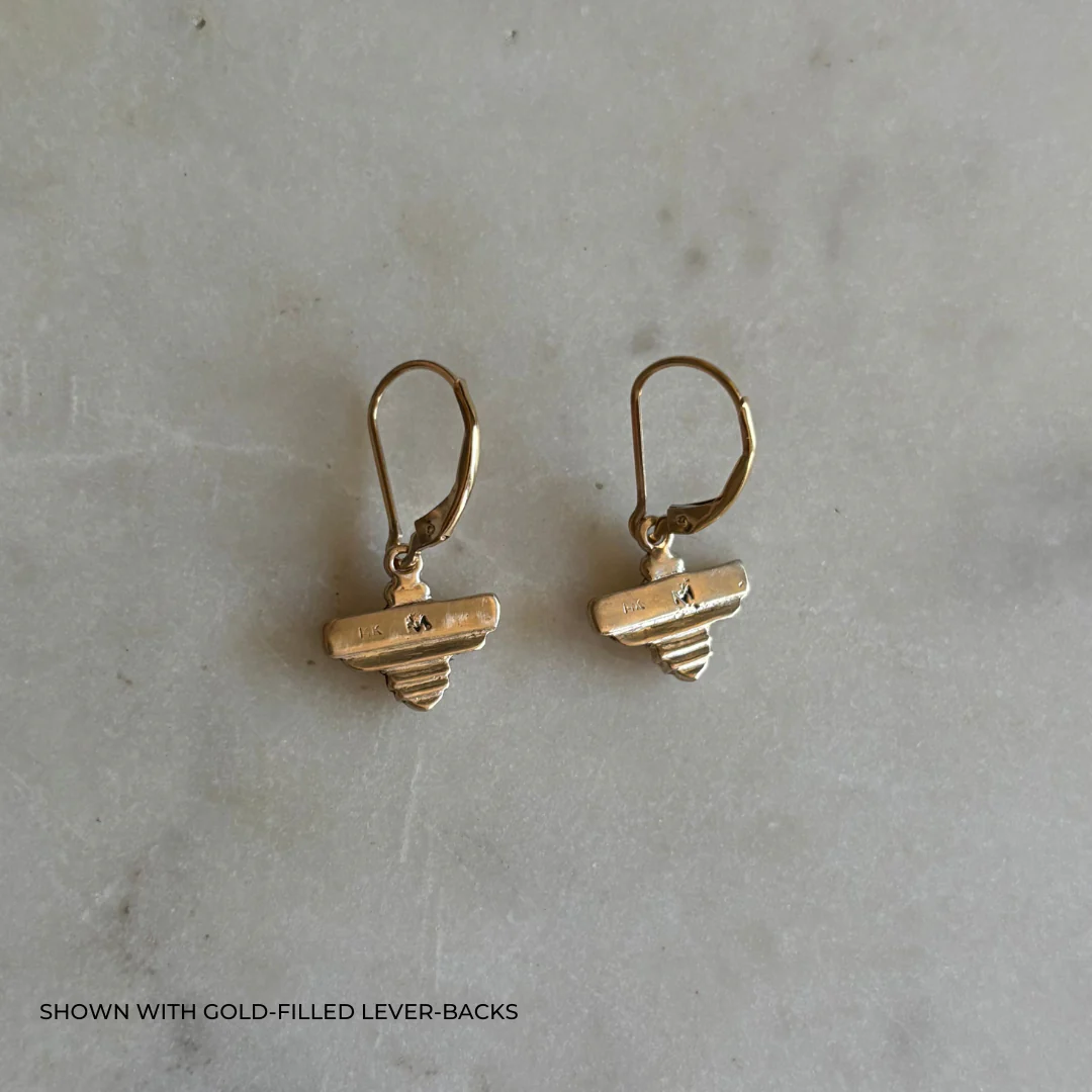 14K GOLD BEE EARRINGS — SMALL - Image 9