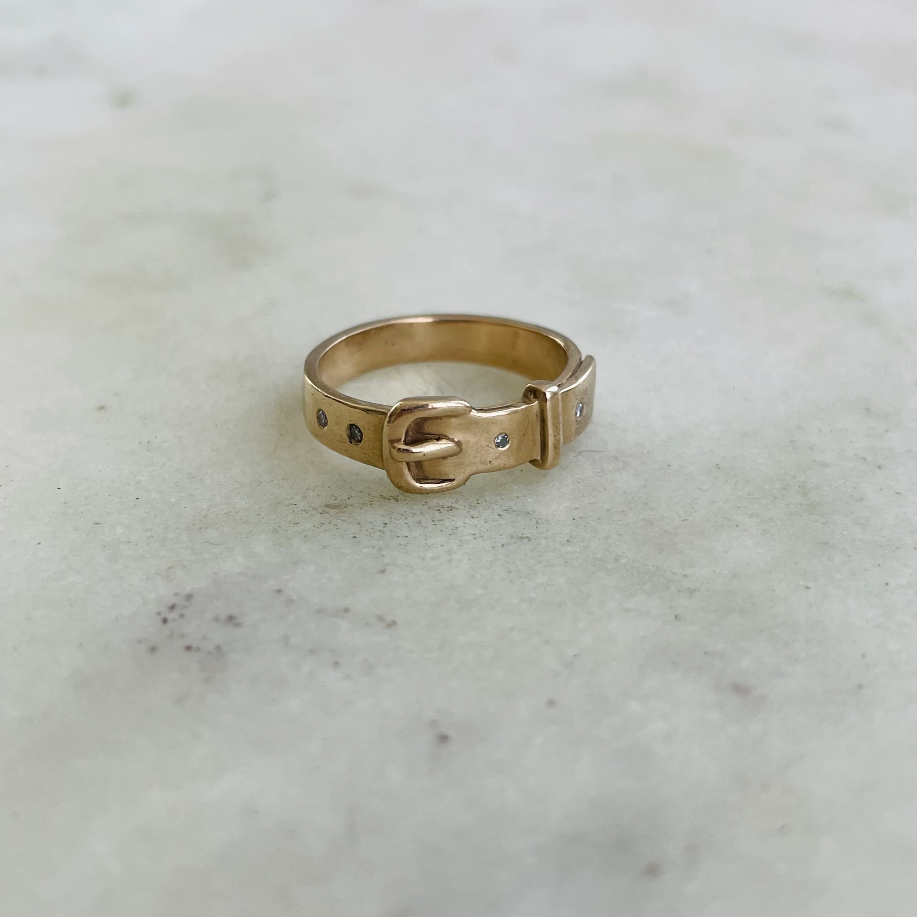 14K GOLD BELT RING + DIAMONDS