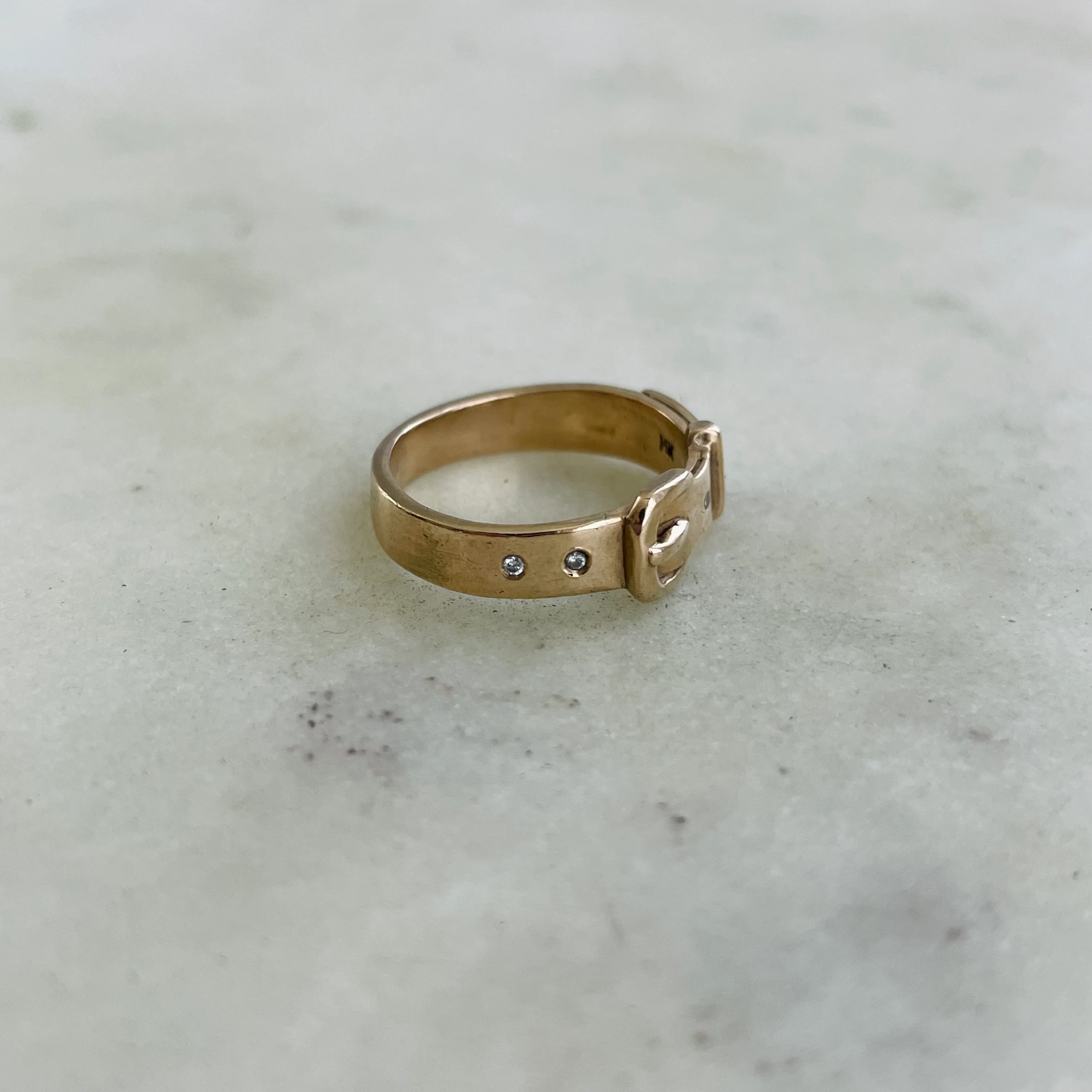 14K GOLD BELT RING + DIAMONDS - Image 2