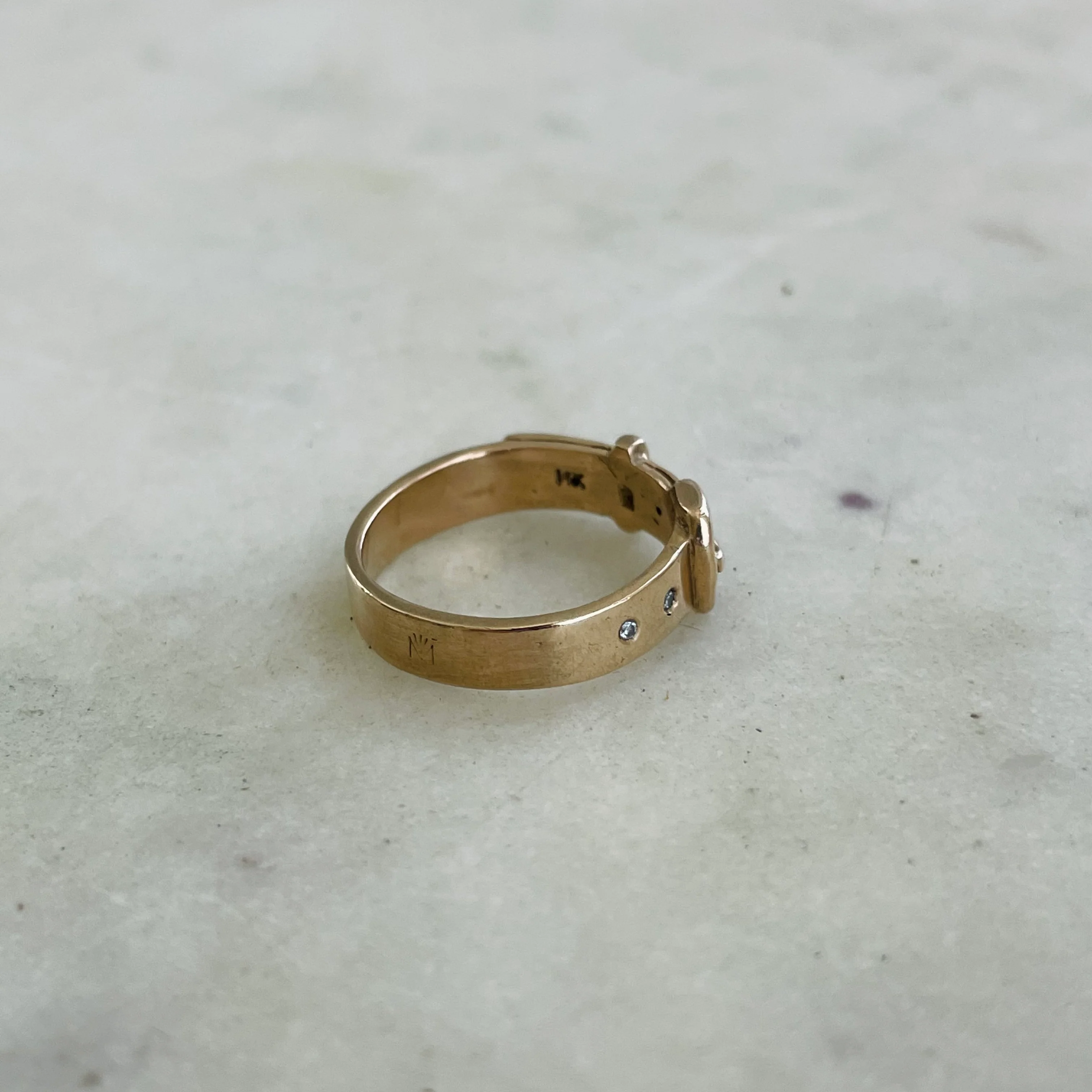 14K GOLD BELT RING + DIAMONDS - Image 4