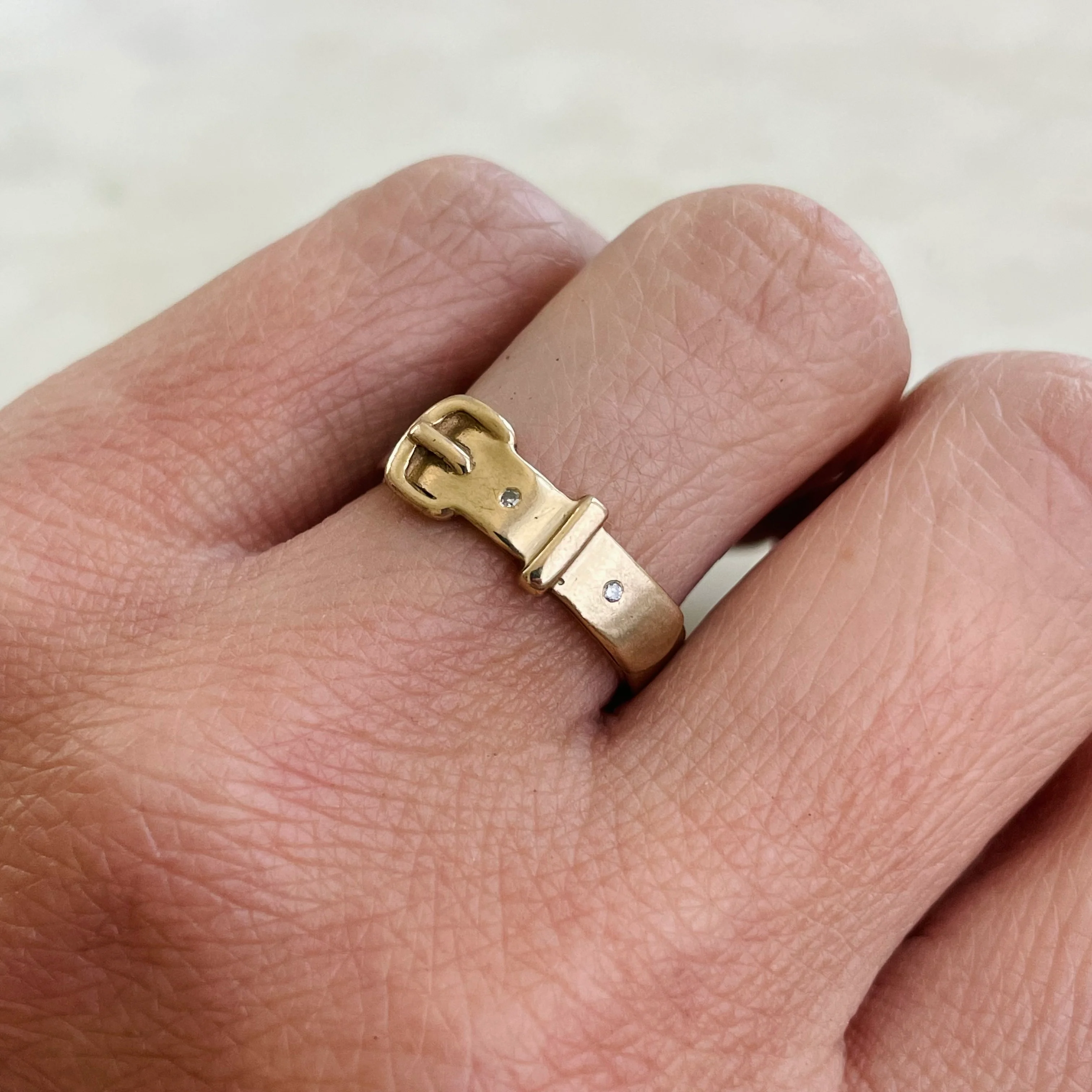 14K GOLD BELT RING + DIAMONDS - Image 5