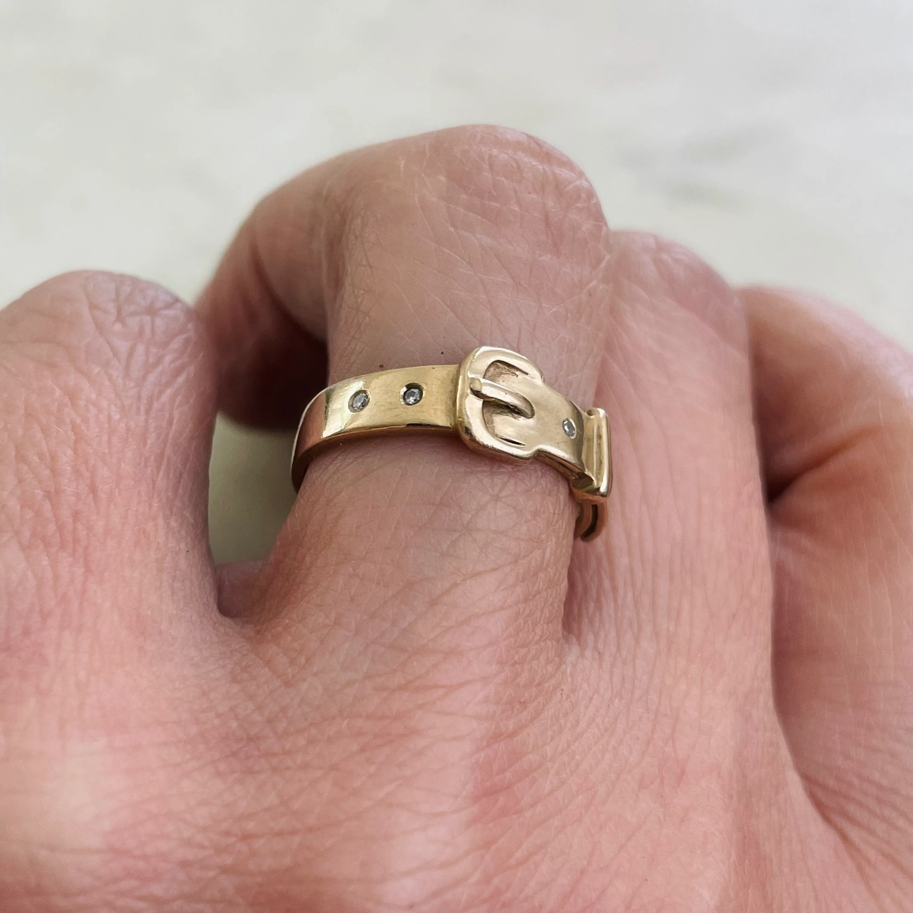 14K GOLD BELT RING + DIAMONDS - Image 6
