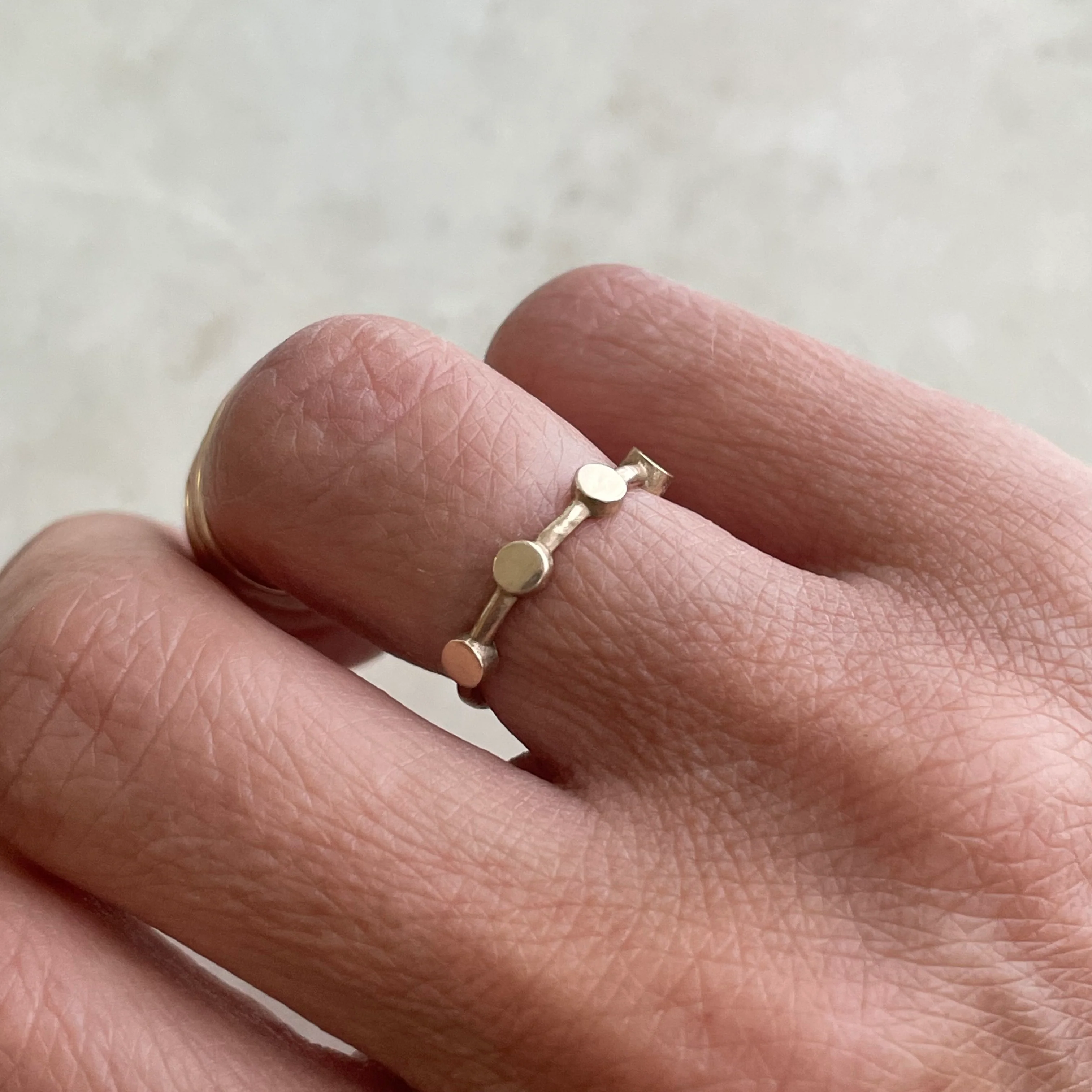 14K GOLD DOT TO DOT RING — NO STONE - Image 2