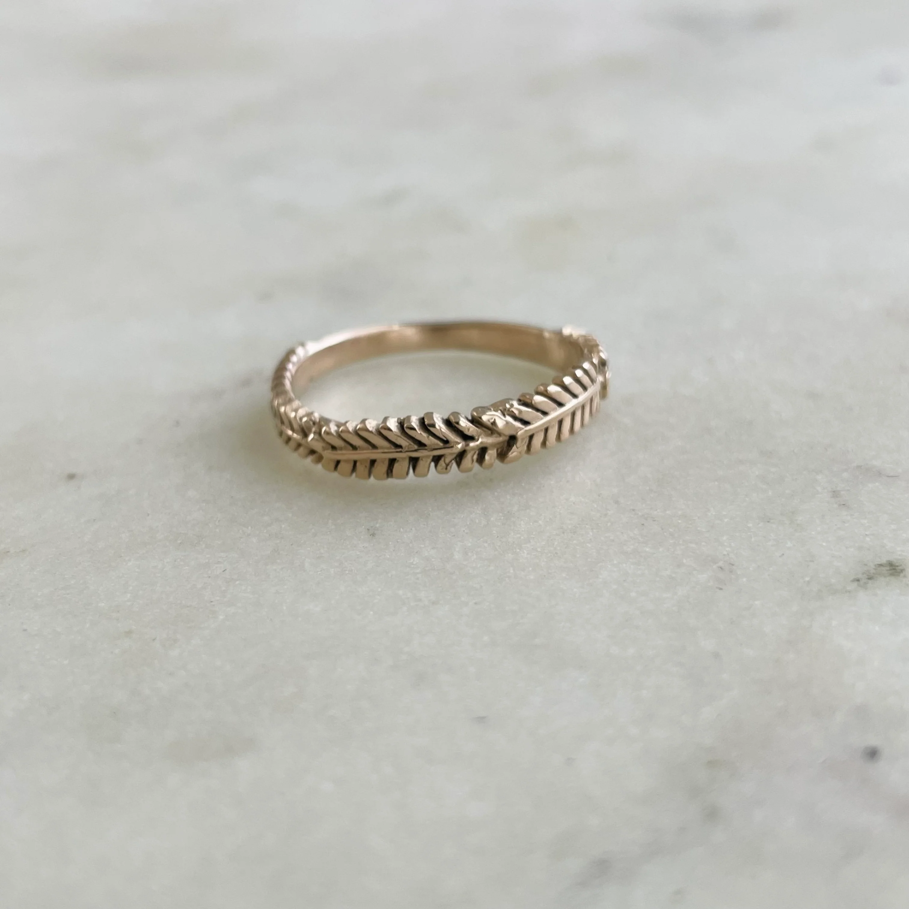 14K GOLD MIMOSA SPRIG RING