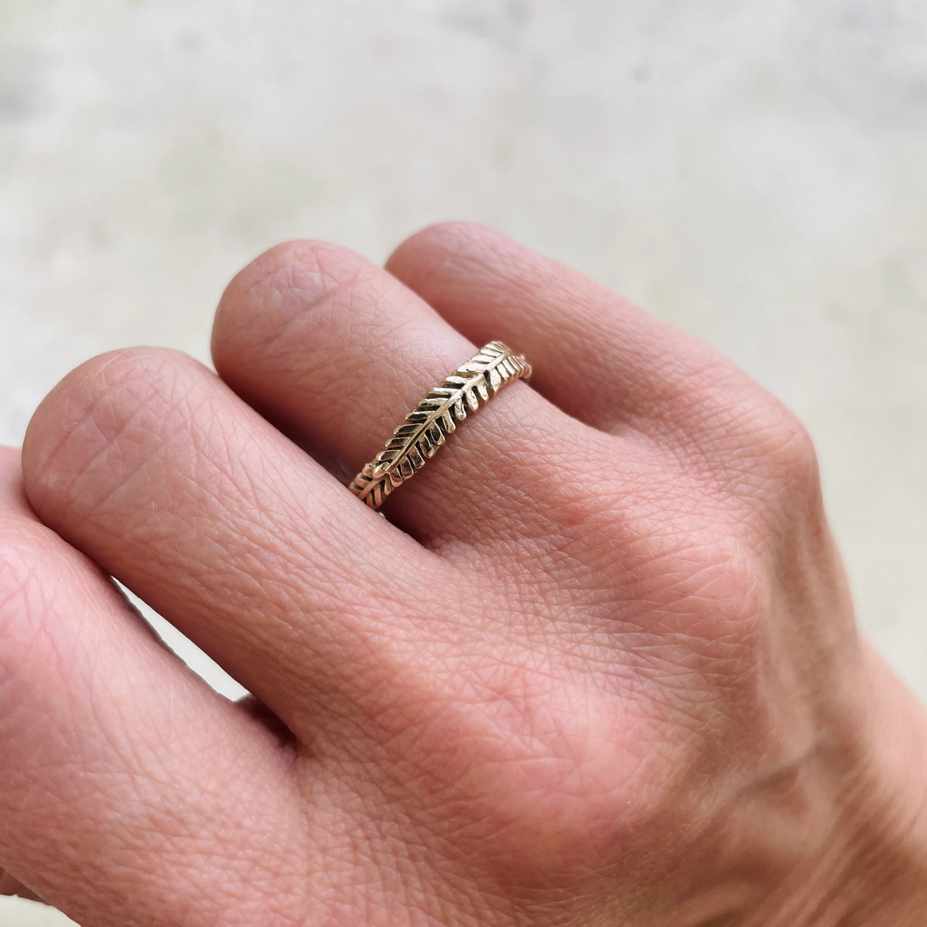 14K GOLD MIMOSA SPRIG RING - Image 2