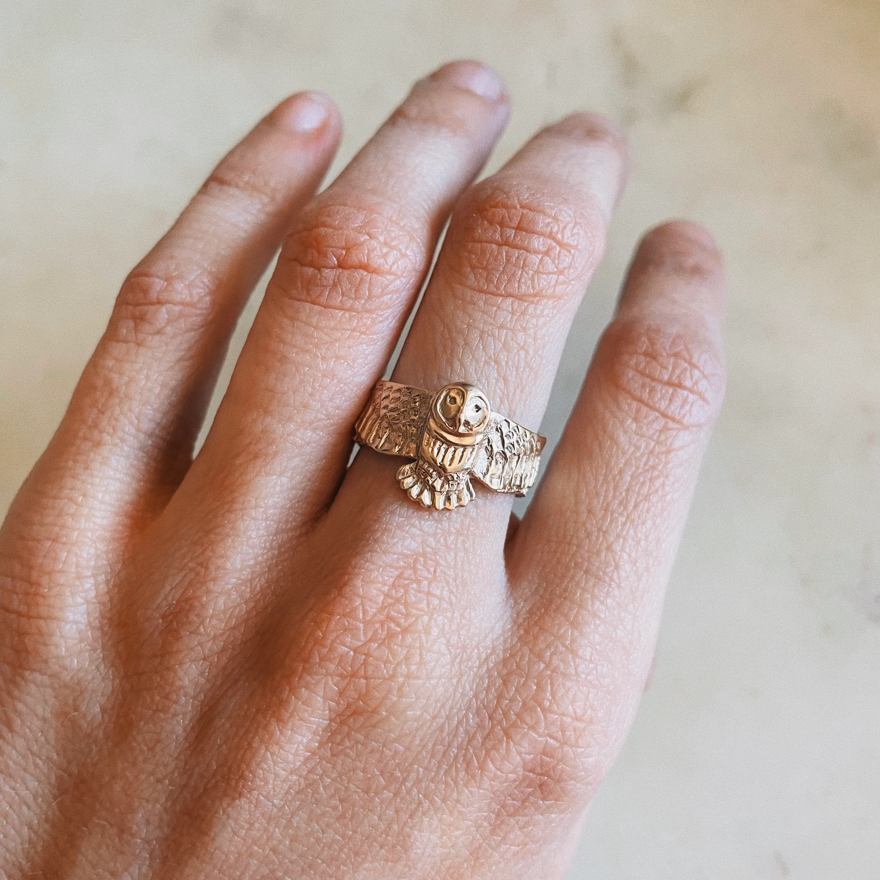 14K GOLD OWL RING - Image 7