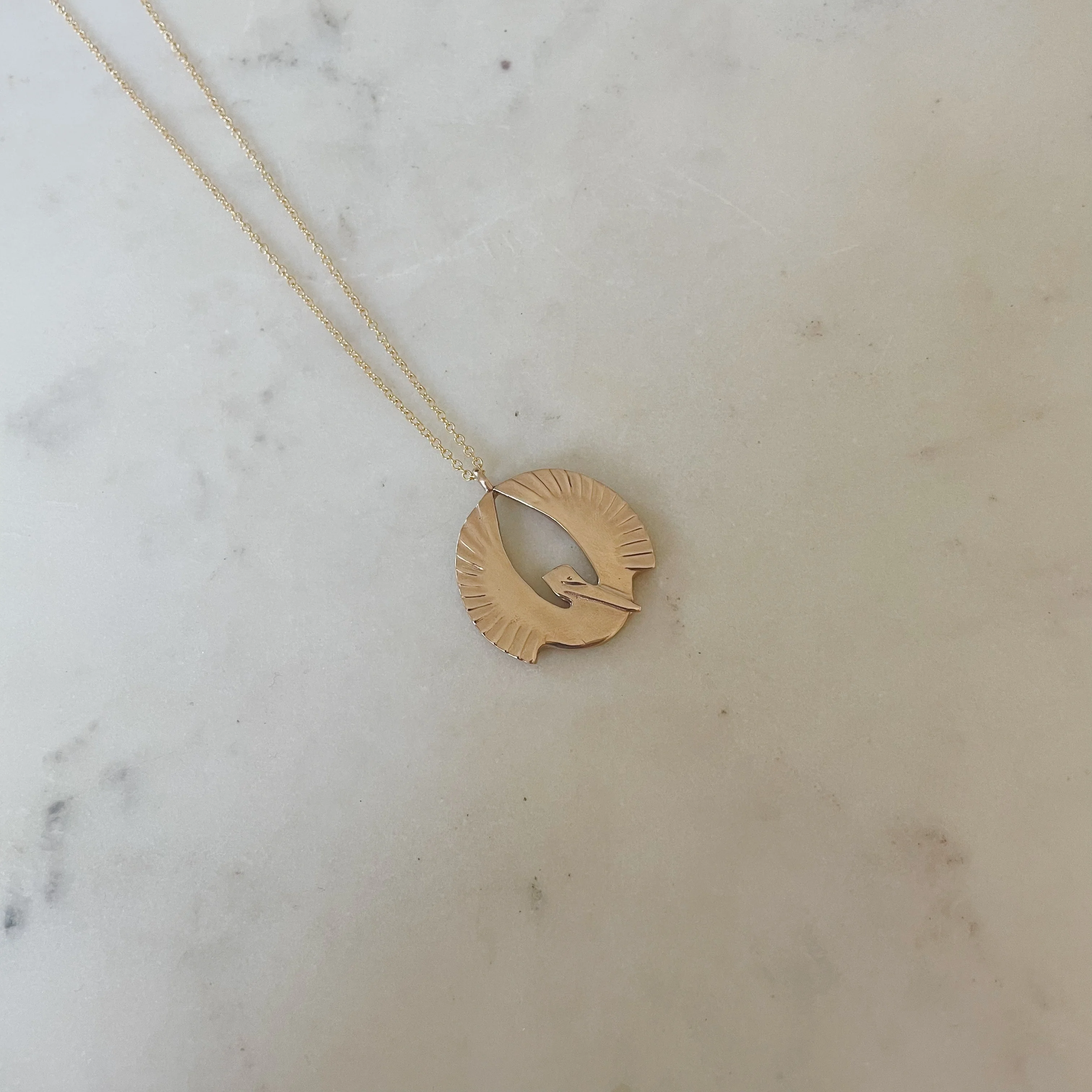 14K GOLD PELICAN RISING PENDANT — LARGE - Image 5