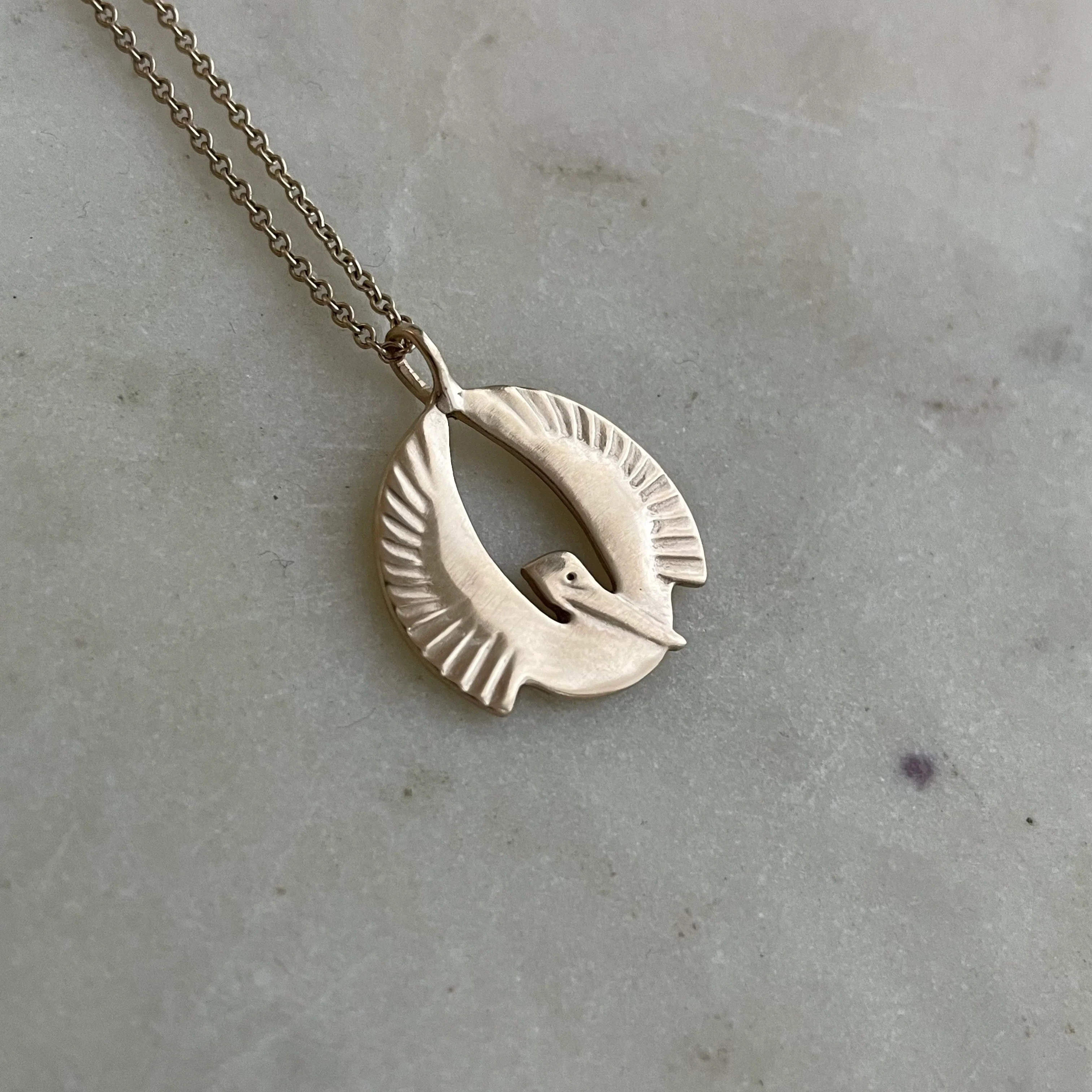 14K GOLD PELICAN RISING PENDANT — SMALL - Image 2