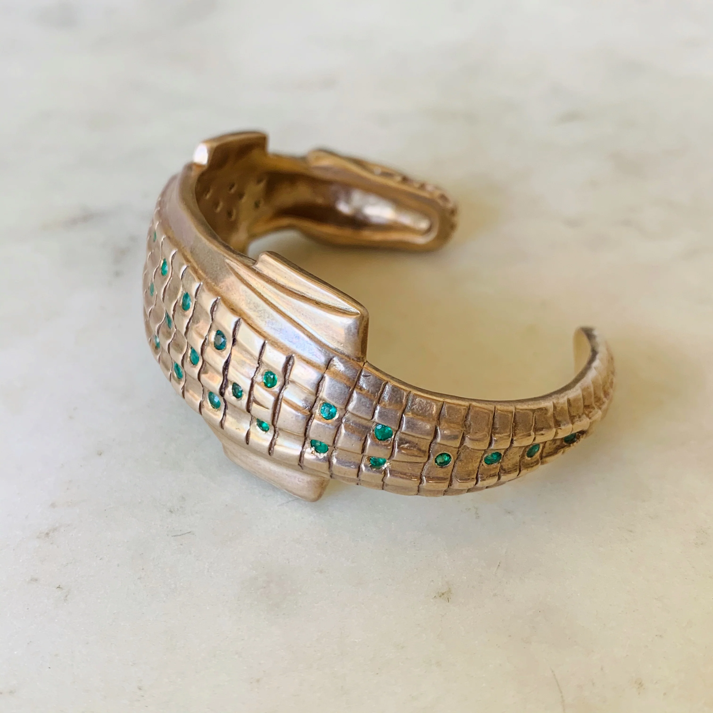 EMERALD AND DIAMOND ALLIGATOR CUFF - Image 3
