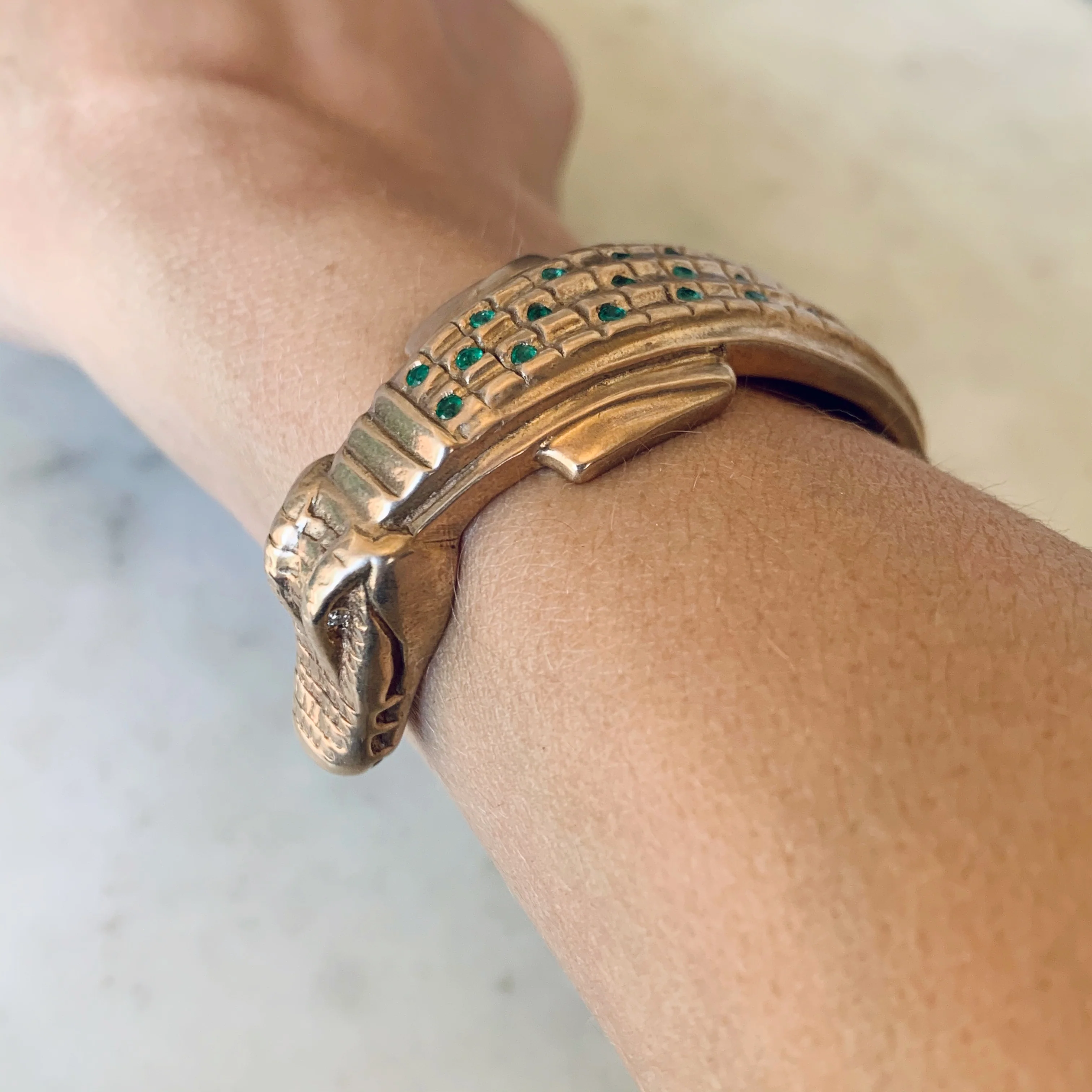 EMERALD AND DIAMOND ALLIGATOR CUFF - Image 5