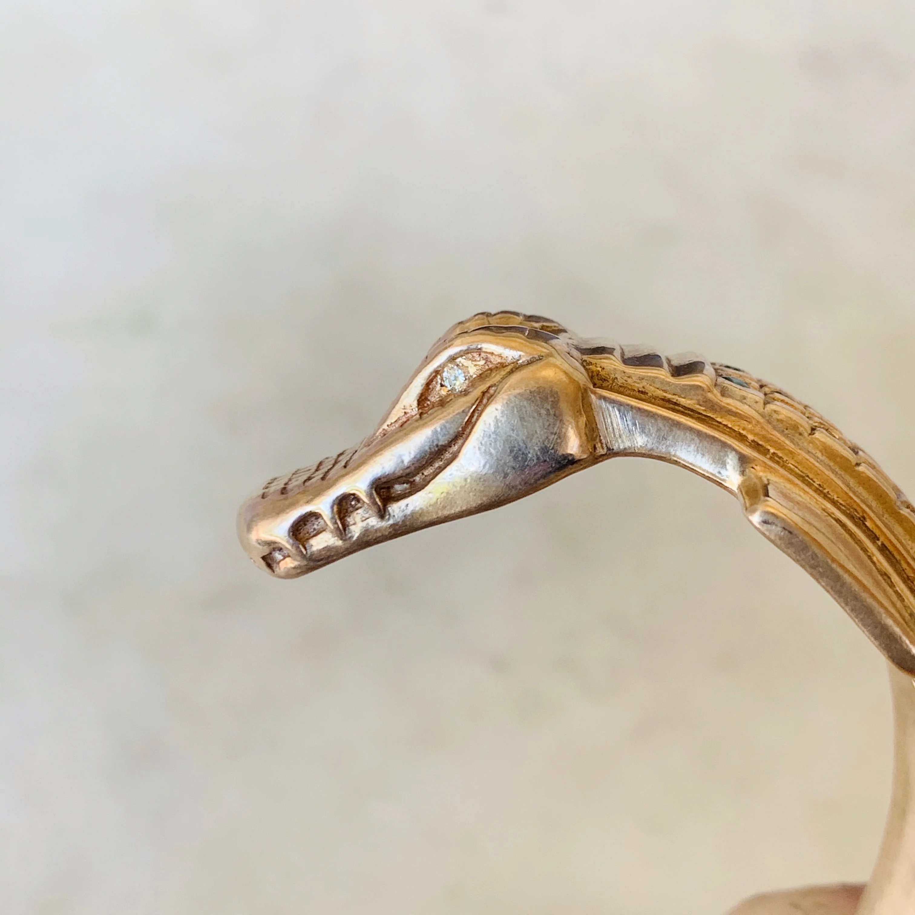 EMERALD AND DIAMOND ALLIGATOR CUFF - Image 9
