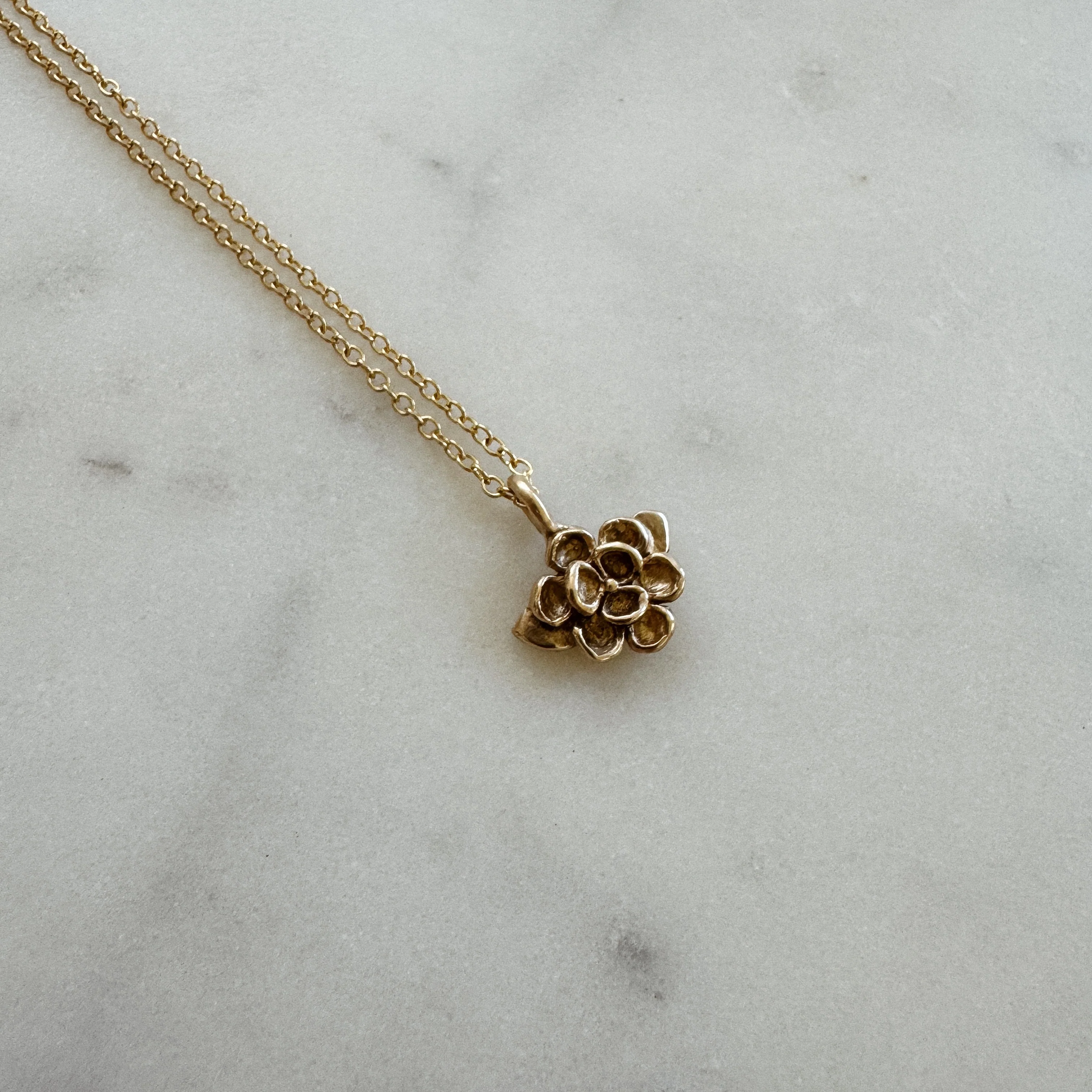 14K GOLD MAGNOLIA PENDANT — SMALL - Image 3