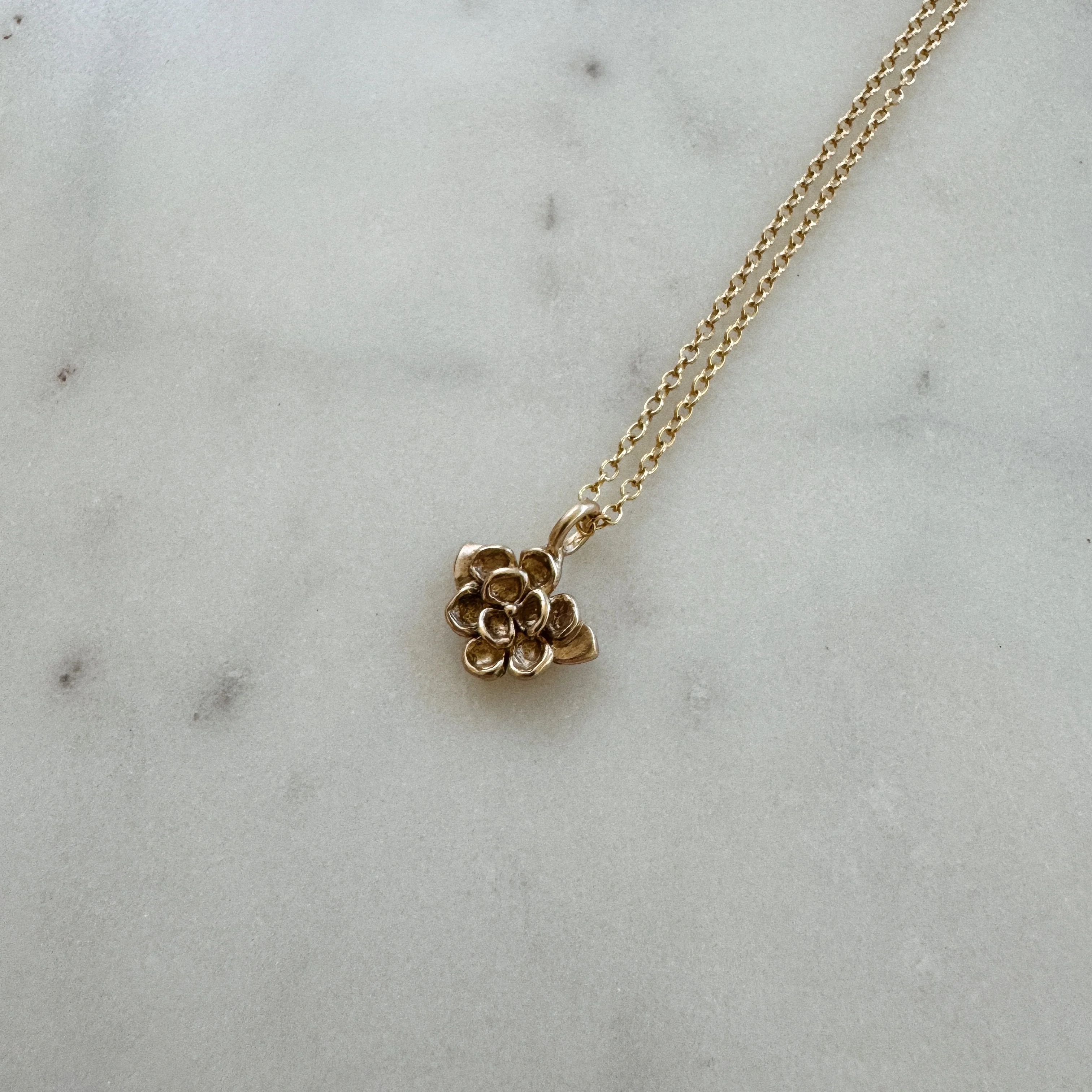 14K GOLD MAGNOLIA PENDANT — SMALL - Image 4
