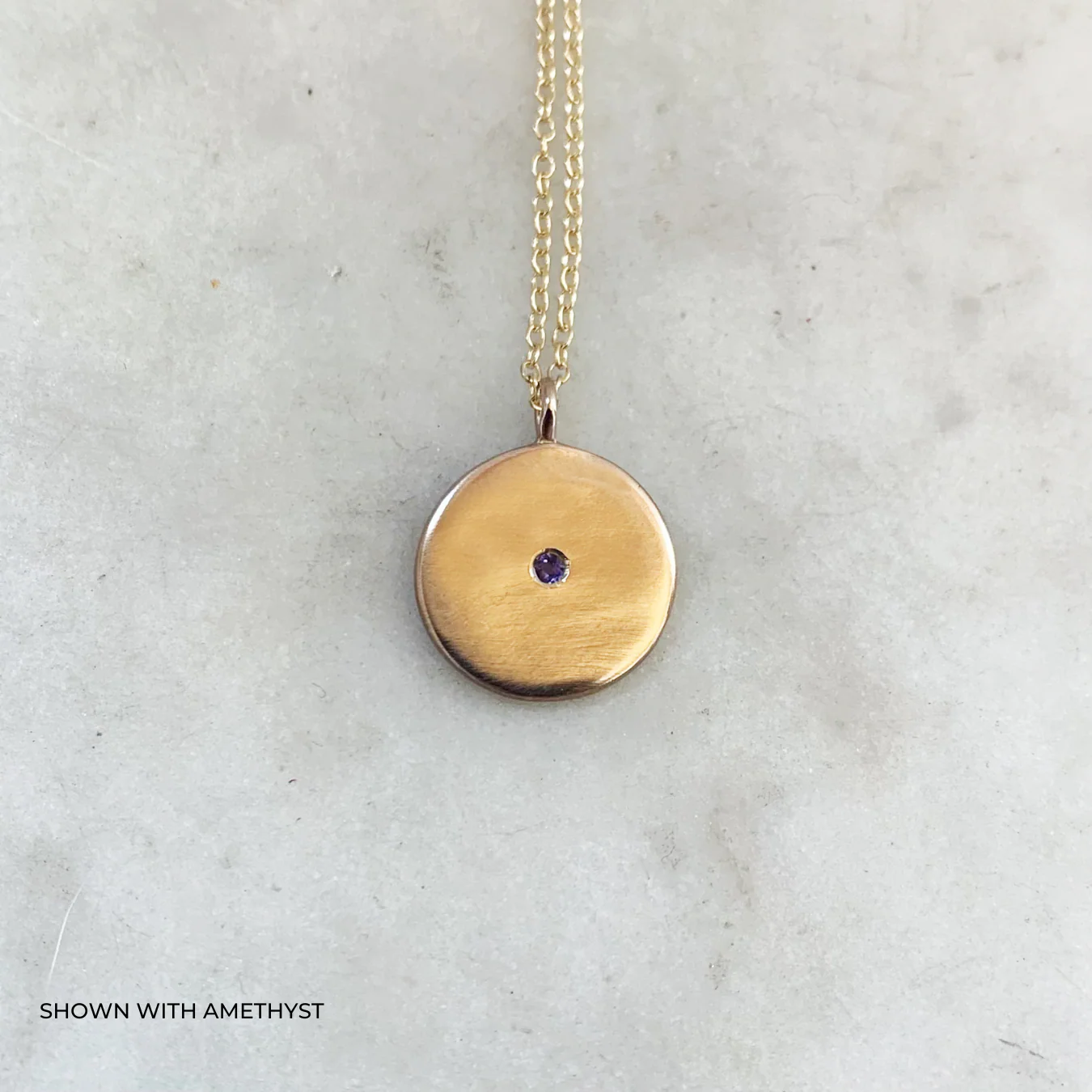 MINIMAL CIRCLE STONE PENDANT - Image 6